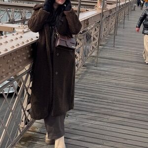 Zara Brown Teddy Long Coat